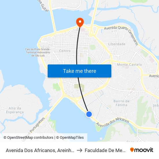 Avenida Dos Africanos, Areinha (Sentido Centro) to Faculdade De Medicina - Ufma map