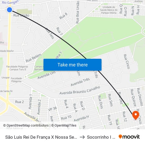 São Luís Rei De França X Nossa Senhora Da Vitória (Sentido Centro) to Socorrinho I - Upa Cohatrac map