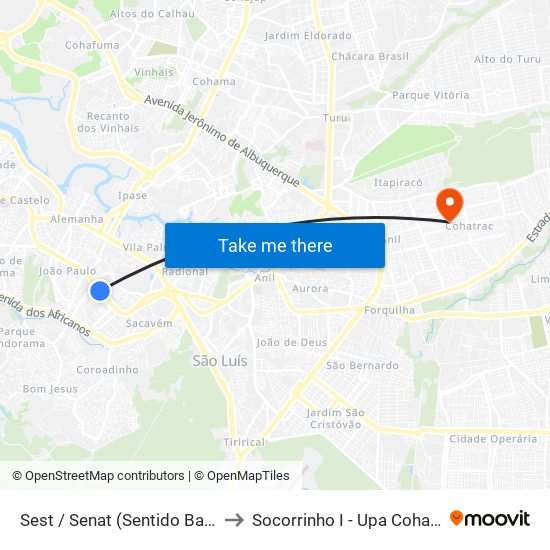 Sest / Senat (Sentido Bairro) to Socorrinho I - Upa Cohatrac map