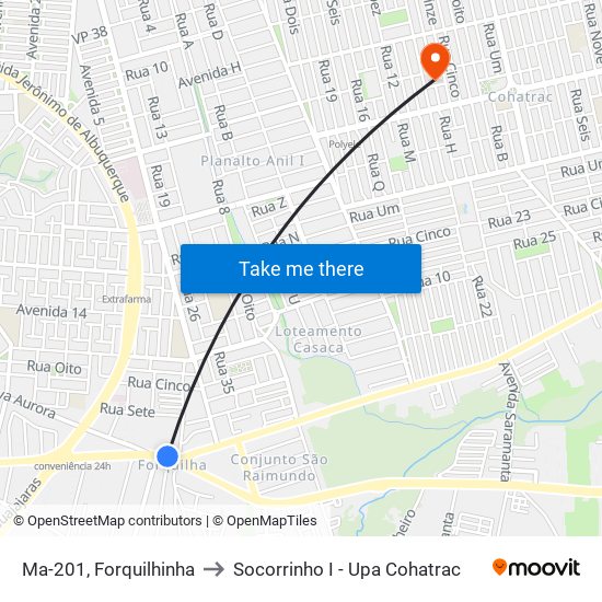 Ma-201, Forquilhinha to Socorrinho I - Upa Cohatrac map