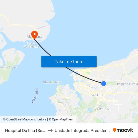 Hospital Da Ilha (Sentido Bairro) to Unidade Integrada Presidente John Kennedy map
