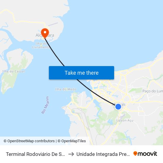 Terminal Rodoviário De São Luis (Sentido Centro) to Unidade Integrada Presidente John Kennedy map