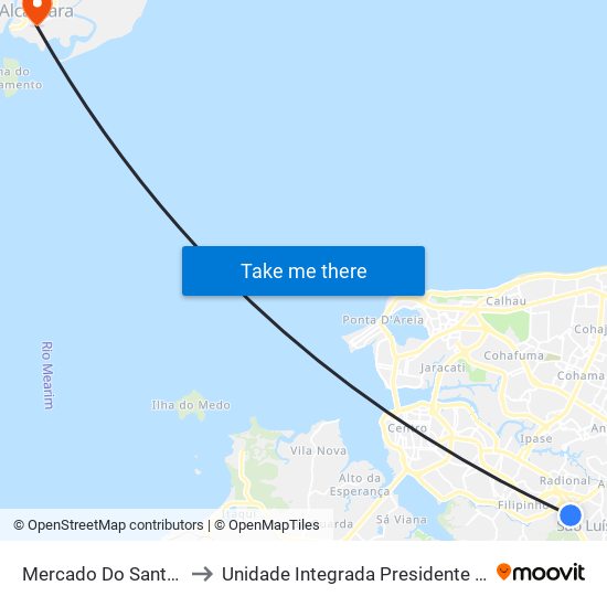 Mercado Do Santo Antônio to Unidade Integrada Presidente John Kennedy map