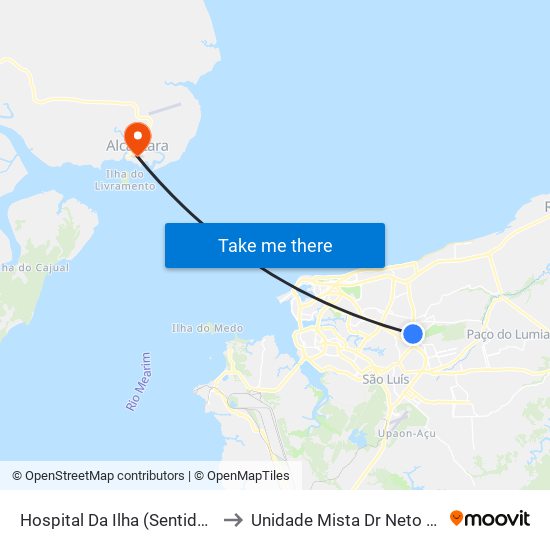 Hospital Da Ilha (Sentido Centro) to Unidade Mista Dr Neto Guterres map