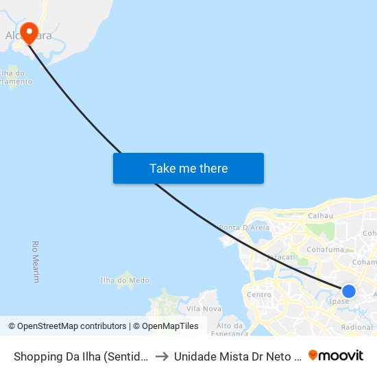 Shopping Da Ilha (Sentido Centro) to Unidade Mista Dr Neto Guterres map