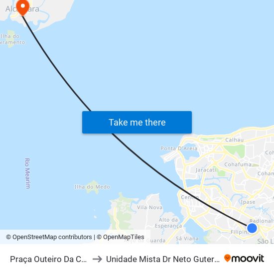 Praça Outeiro Da Cruz to Unidade Mista Dr Neto Guterres map