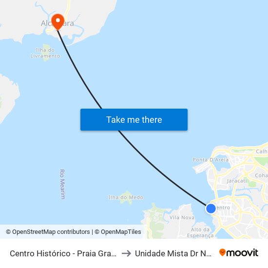 Centro Histórico - Praia Grande (Externa 1) to Unidade Mista Dr Neto Guterres map