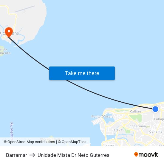 Barramar to Unidade Mista Dr Neto Guterres map