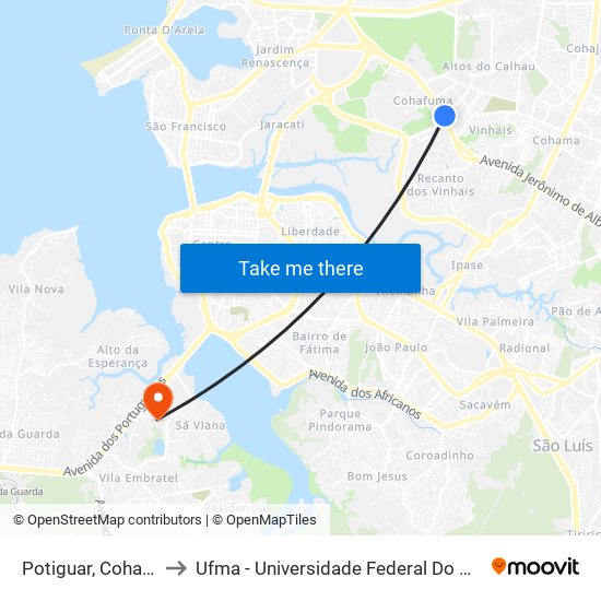 Potiguar, Cohafuma to Ufma - Universidade Federal Do Maranhão map