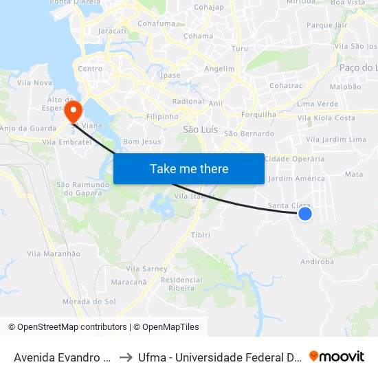 Avenida Evandro Silva, 35 to Ufma - Universidade Federal Do Maranhão map