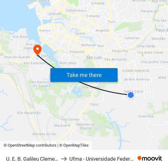 U. E. B. Galileu Clementino Ramos to Ufma - Universidade Federal Do Maranhão map
