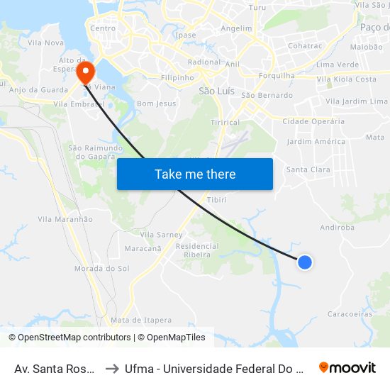 Av. Santa Rosa - 13 to Ufma - Universidade Federal Do Maranhão map