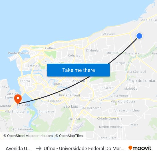 Avenida Um, 7 to Ufma - Universidade Federal Do Maranhão map