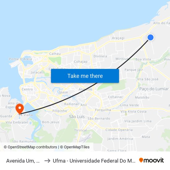 Avenida Um, 903a to Ufma - Universidade Federal Do Maranhão map