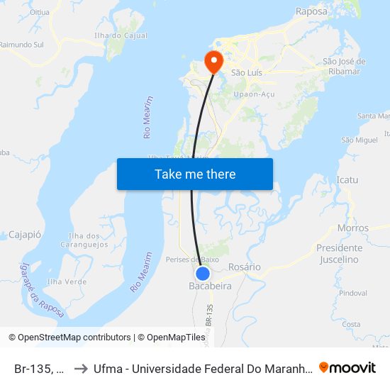 Br-135, 46 to Ufma - Universidade Federal Do Maranhão map