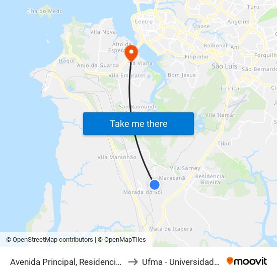 Avenida Principal, Residencial Amendoeiras (Sentido Bairro) to Ufma - Universidade Federal Do Maranhão map