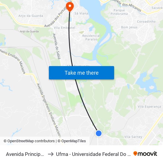 Avenida Principal, 156 to Ufma - Universidade Federal Do Maranhão map