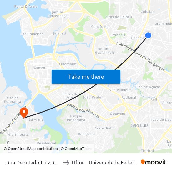 Rua Deputado Luiz Rocha, Cohama to Ufma - Universidade Federal Do Maranhão map