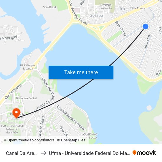 Canal Da Areinha to Ufma - Universidade Federal Do Maranhão map