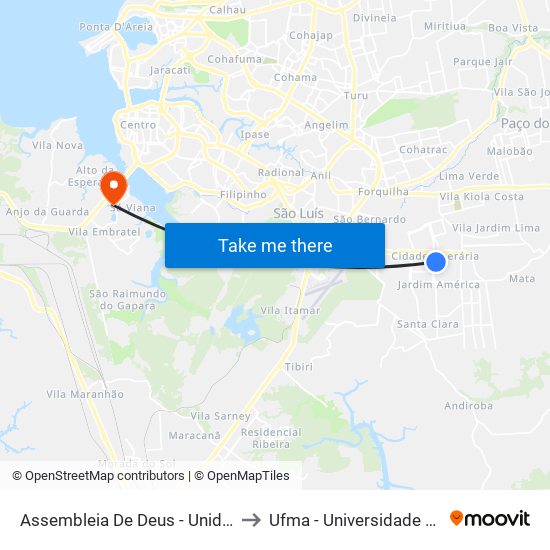 Assembleia De Deus - Unidade 103, Cidade Operária to Ufma - Universidade Federal Do Maranhão map