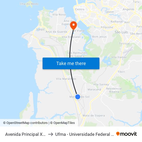 Avenida Principal X Rua Vinte to Ufma - Universidade Federal Do Maranhão map