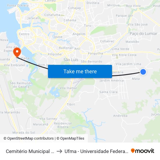 Cemitério Municipal Da Matinha to Ufma - Universidade Federal Do Maranhão map
