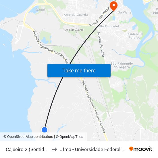 Cajueiro 2 (Sentido Centro) to Ufma - Universidade Federal Do Maranhão map