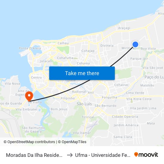 Moradas Da Ilha Residence (Sentido Bairro) to Ufma - Universidade Federal Do Maranhão map