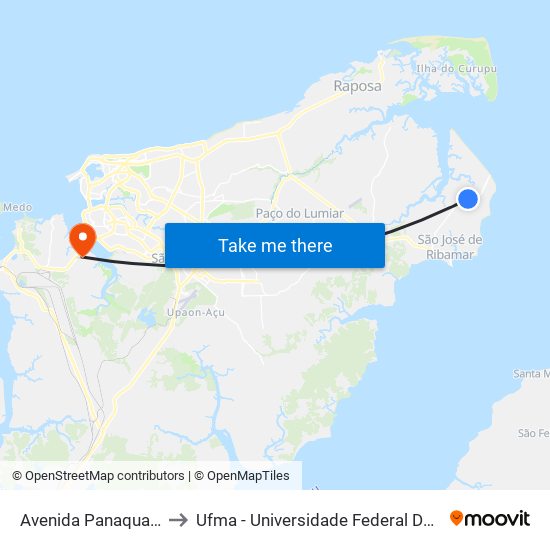 Avenida Panaquatira, 13 to Ufma - Universidade Federal Do Maranhão map