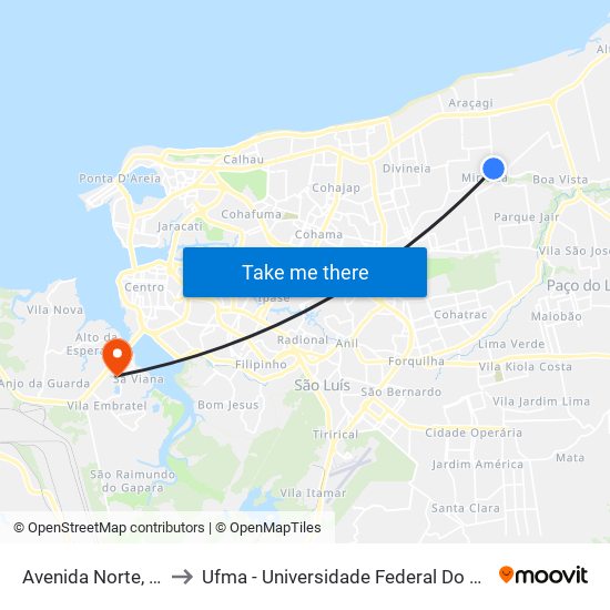 Avenida Norte, 1846 to Ufma - Universidade Federal Do Maranhão map