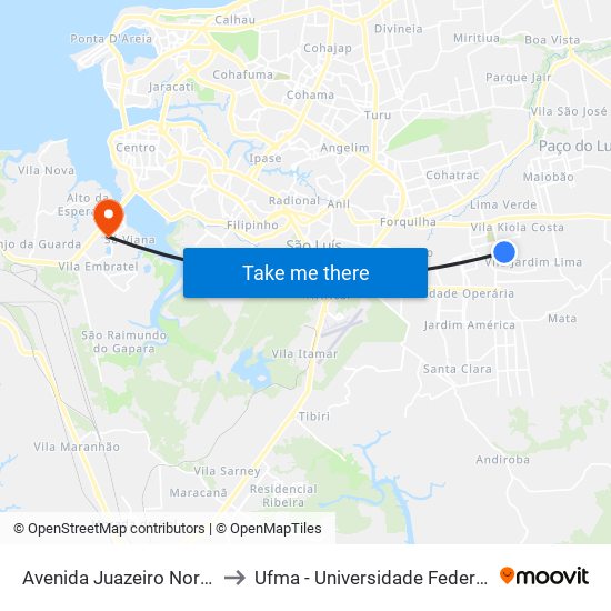 Avenida Juazeiro Norte X Rua Três to Ufma - Universidade Federal Do Maranhão map