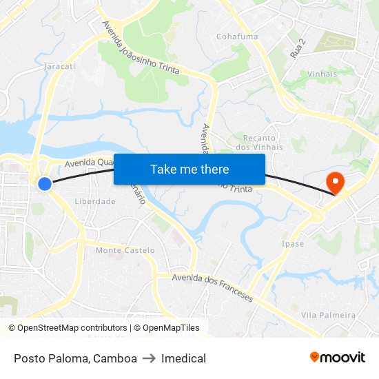 Posto Paloma, Camboa to Imedical map