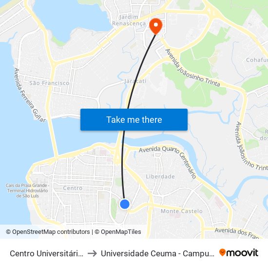 Centro Universitário Estácio to Universidade Ceuma - Campus Renascença map