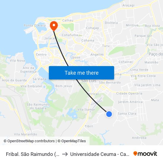 Fribal. São Raimundo (Sentido Centro) to Universidade Ceuma - Campus Renascença map