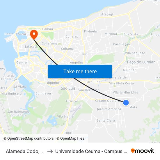 Alameda Codo, 12-172 to Universidade Ceuma - Campus Renascença map