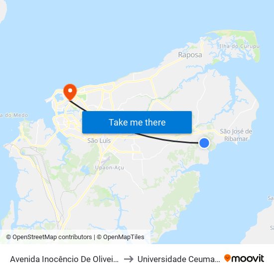 Avenida Inocêncio De Oliveira X Rua José Eduardo (Volta) to Universidade Ceuma - Campus Renascença map