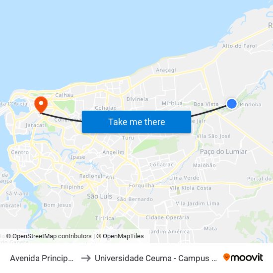Avenida Principal, 3032 to Universidade Ceuma - Campus Renascença map
