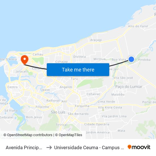 Avenida Principal, 3153 to Universidade Ceuma - Campus Renascença map