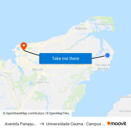Avenida Panaquatira, 13 to Universidade Ceuma - Campus Renascença map
