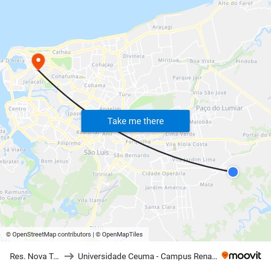 Res. Nova Terra to Universidade Ceuma - Campus Renascença map