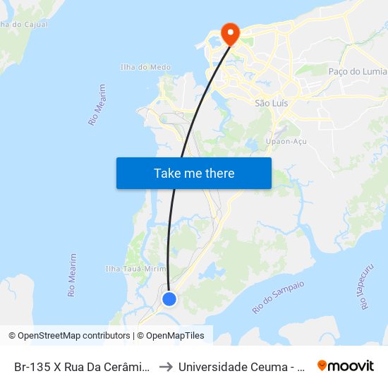 Br-135 X Rua Da Cerâmica (Sentido Terminal) to Universidade Ceuma - Campus Renascença map