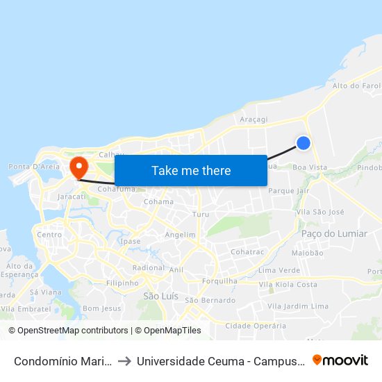 Condomínio Maria Isabel to Universidade Ceuma - Campus Renascença map