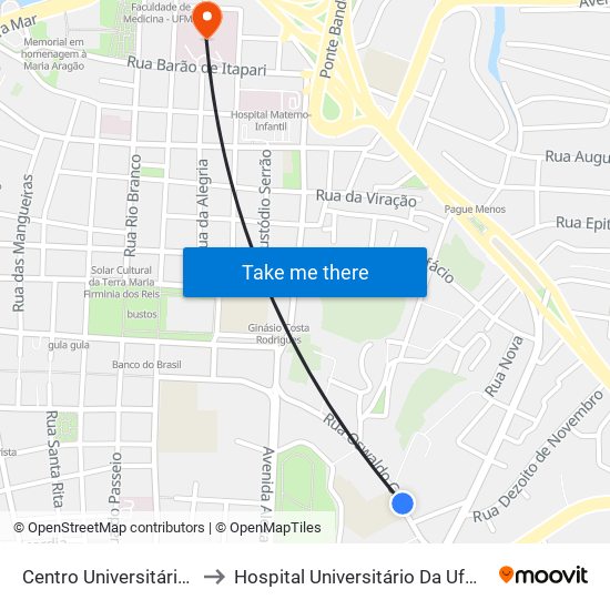 Centro Universitário Estácio to Hospital Universitário Da Ufma - Hu-Ufma map