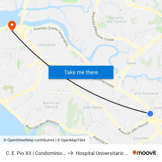 C. E. Pio XII | Condomínio Alto Dos Franceses to Hospital Universitário Da Ufma - Hu-Ufma map