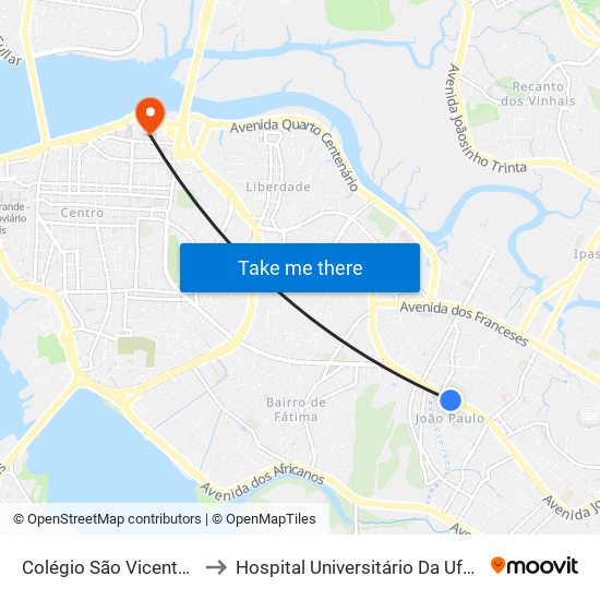 Colégio São Vicente De Paulo to Hospital Universitário Da Ufma - Hu-Ufma map