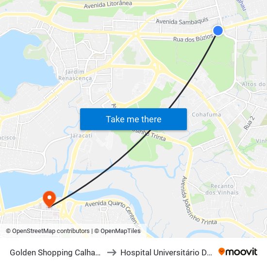 Golden Shopping Calhau (Sentido Bairro) to Hospital Universitário Da Ufma - Hu-Ufma map