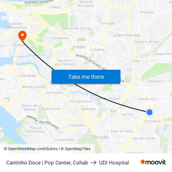 Cantinho Doce | Pop Center, Cohab to UDI Hospital map