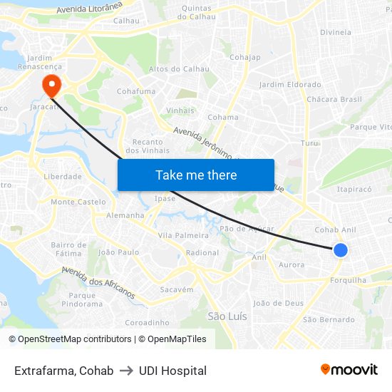 Extrafarma, Cohab to UDI Hospital map