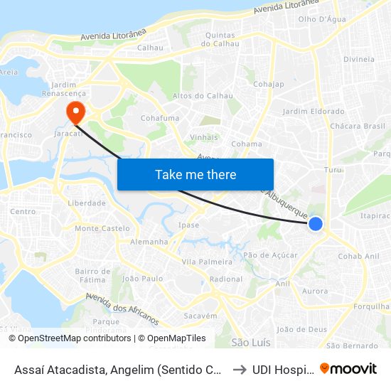 Assaí Atacadista, Angelim (Sentido Centro) to UDI Hospital map