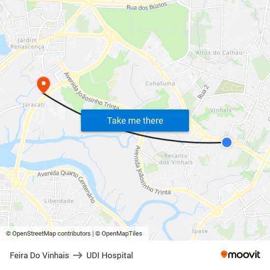Feira Do Vinhais to UDI Hospital map